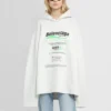 Felpa con cappuccio dal taglio squadrato “White” 661711TKVF99085