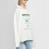 Felpa con cappuccio dal taglio squadrato “White” 661711TKVF99085