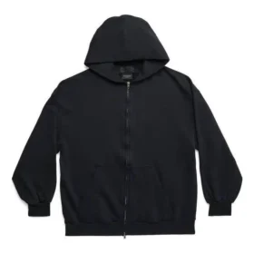 Felpa con cappuccio e cerniera esterna, vestibilità slim “Black Faded” 744454TOVF51055