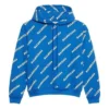 Felpa con cappuccio e coulisse con stampa completa del logo alfabetico, blu 612959TIV715011