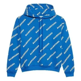 Felpa con cappuccio e coulisse con stampa completa del logo alfabetico, blu 612959TIV715011