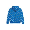 Felpa con cappuccio e coulisse con stampa completa del logo alfabetico, blu 612959TIV715011