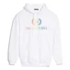 Felpa con cappuccio e logo arcobaleno, bianca 570798TEV509044