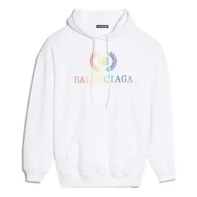 Felpa con cappuccio e logo arcobaleno, bianca 570798TEV509044