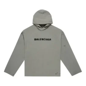 Felpa con cappuccio e logo sfocato effetto consumato “Grey” 661711TKVD68174
