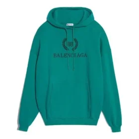 Felpa con cappuccio e logo verde 556111TDV043068
