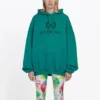 Felpa con cappuccio e logo verde 556111TDV043068