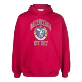 Felpa con cappuccio e stampa del logo del college, fondazione 1917, vestibilità ampia “Red” 675003TLV906163