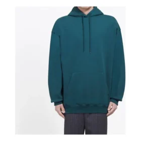 Felpa con cappuccio e stampa del logo sul retro “Green” 570811THV793230