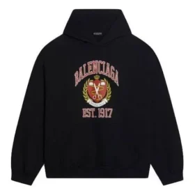Felpa con cappuccio e stampa logo college “Est. 1917”, vestibilità ampia “Nero” 674986TLV901076