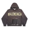 Felpa con cappuccio e tasche strappate in stile Tape Type, vestibilità larga “Grigio scuro” 744441TQVA98519