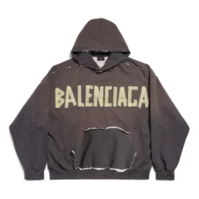 Felpa con cappuccio e tasche strappate in stile Tape Type, vestibilità larga “Grigio scuro” 744441TQVA98519