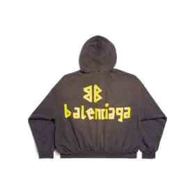 Felpa con cappuccio e tasche strappate in stile Tape Type, vestibilità larga “Grigio scuro” 744441TQVA98519