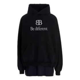 Felpa con cappuccio e toppa “BB Be Different” “Nero” 720406TNVV11070