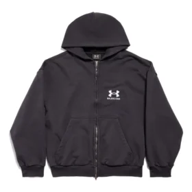 Felpa con cappuccio e zip Balenciaga x Under Armour “Black White” 803264TRVB89034