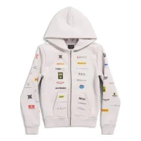 Felpa con cappuccio e zip Business English “Off White” 788243TQVH69016 Felpa con cappuccio e zip Business English “Off White” 788243TQVH69016