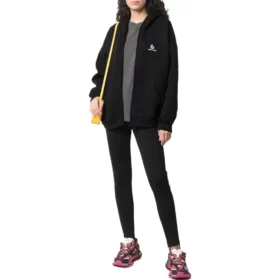 Felpa con cappuccio e zip con logo ricamato “Black” 674719TLVH81070