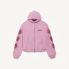 Felpa con cappuccio e zip da donna Balenciaga Sacra Cœur, vestibilità media, in rosa antico Felpa con cappuccio e zip da donna Balenciaga Sacra Cœur, vestibilità media, in rosa antico