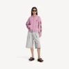 Felpa con cappuccio e zip da donna Balenciaga Sacra Cœur, vestibilità media, in rosa antico Felpa con cappuccio e zip da donna Balenciaga Sacra Cœur, vestibilità media, in rosa antico