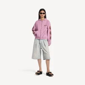 Felpa con cappuccio e zip da donna Balenciaga Sacra Cœur, vestibilità media, in rosa antico