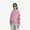 Felpa con cappuccio e zip da donna Balenciaga Sacra Cœur, vestibilità media, in rosa antico Felpa con cappuccio e zip da donna Balenciaga Sacra Cœur, vestibilità media, in rosa antico