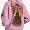 Felpa con cappuccio e zip da donna Balenciaga Sacra Cœur, vestibilità media, in rosa antico Felpa con cappuccio e zip da donna Balenciaga Sacra Cœur, vestibilità media, in rosa antico