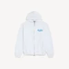 Felpa con cappuccio e zip da donna in bianco, con grafica stilizzata