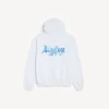 Felpa con cappuccio e zip da donna in bianco, con grafica stilizzata