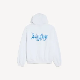 Felpa con cappuccio e zip da donna in bianco, con grafica stilizzata