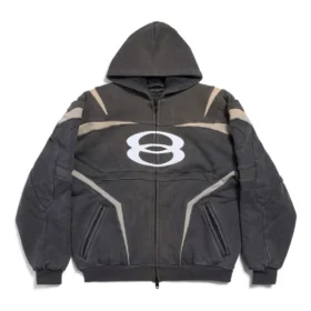 Felpa con cappuccio e zip da motociclista Unity Sports Icon Oversized “Nero Bianco” 790359TQVM21070