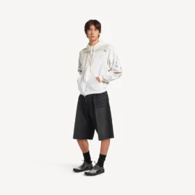 Felpa con cappuccio e zip da uomo in bianco