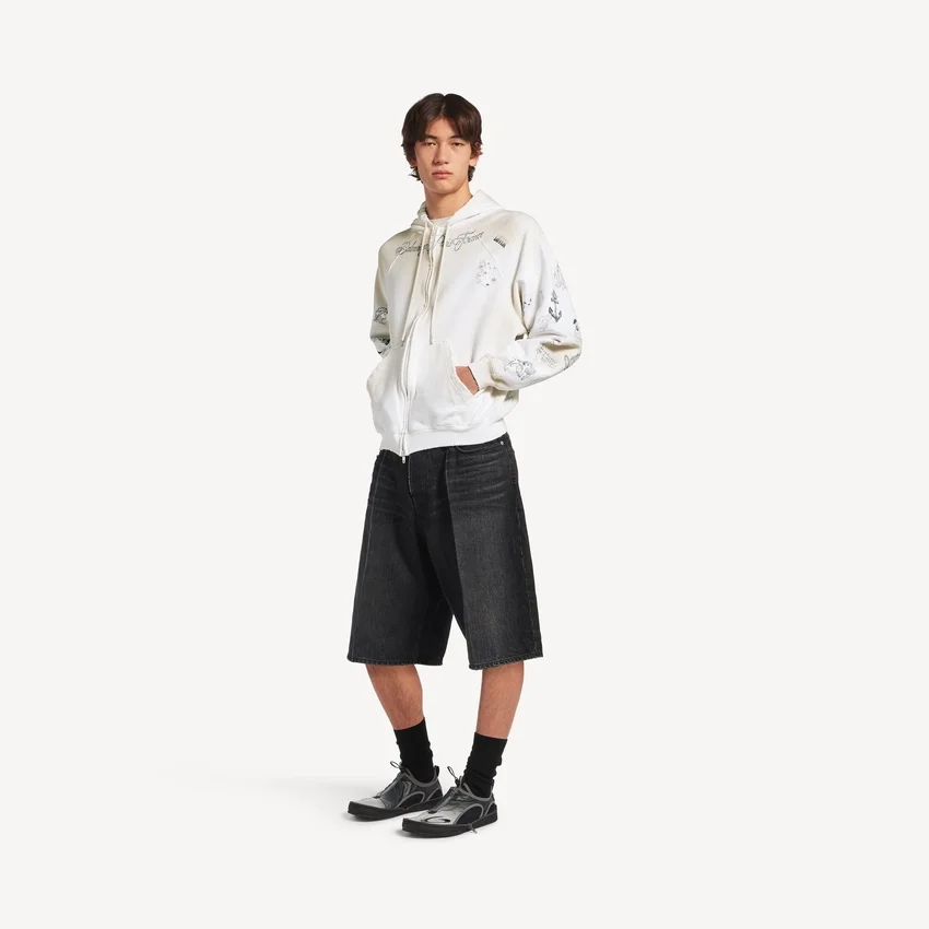 Felpa con cappuccio e zip da uomo in bianco Felpa con cappuccio e zip da uomo in bianco