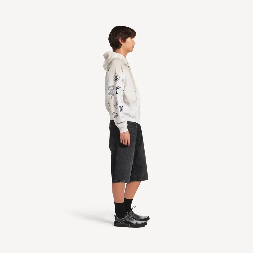 Felpa con cappuccio e zip da uomo in bianco Felpa con cappuccio e zip da uomo in bianco