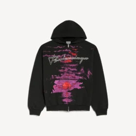 Felpa con cappuccio e zip “Dream” da donna, nera