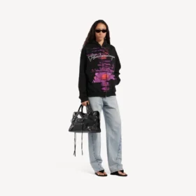 Felpa con cappuccio e zip “Dream” da donna, nera