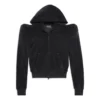 Felpa con cappuccio e zip frontale arrotondata “Black” 767880TNV611000