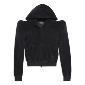 Felpa con cappuccio e zip frontale arrotondata “Black” 767880TNV611000 Felpa con cappuccio e zip frontale arrotondata “Black” 767880TNV611000