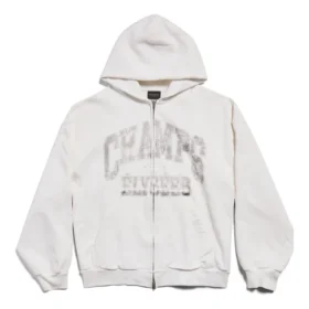 Felpa con cappuccio e zip integrale Champs-Élysées, vestibilità regolare “White” 803264TRVM99016