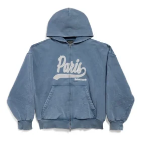 Felpa con cappuccio e zip integrale Enjoy Paris, vestibilità regolare “Faded Blue” 803264TRVL99340