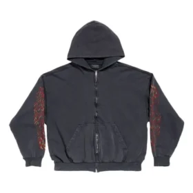 Felpa con cappuccio e zip Offshore, vestibilità media “Black Faded” 770939TPVM91568