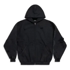 Felpa con cappuccio e zip Paris Moon Oversized “Black” 744444TOVE51055