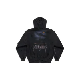 Felpa con cappuccio e zip Paris Moon Oversized “Black” 744444TOVE51055