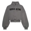 Felpa con cappuccio e zip rotonda Human Being “Grigio scuro” 827153TSVB91441