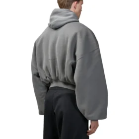 Felpa con cappuccio e zip rotonda Human Being “Grigio scuro” 827153TSVB91441