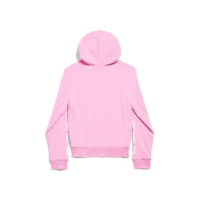 Felpa con cappuccio e zip senza logo, vestibilità slim “Rosa chiaro e bianco” 788243TQVK55708