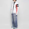 Felpa con cappuccio e zip Sporty B “Bianco Nero Rosso” 675330TLVA39028