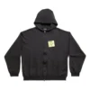 Felpa con cappuccio e zip “Sticky Note”, vestibilità media “Black Faded” 744457TOVD31055