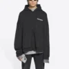 Felpa con cappuccio e zip, vestibilità ampia “Black” 674719TLVB49034