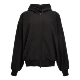 Felpa con cappuccio e zip, vestibilità ampia “Black” 750965TNT391000 Felpa con cappuccio e zip, vestibilità ampia “Black” 750965TNT391000