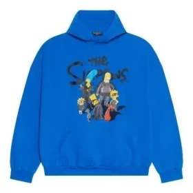 Felpa con cappuccio in cotone Balenciaga x THE SIMPSONS, vestibilità ampia “Blue” 674986TLVG84210